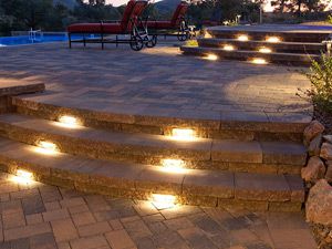 Belgard patio steps evening