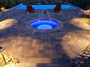 Belgard patio overhead evening