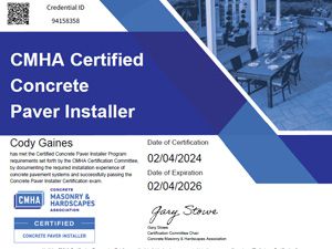 Cody CMHA Certified Concrete Paver Installer