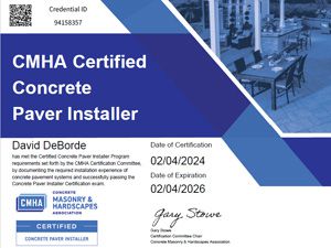 David CMHA Certified Concrete Paver Installer